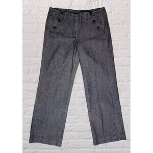 Sandro Sportswear Sailor Style Wide Leg Jeans Women 12 Black Ankle Denim Career